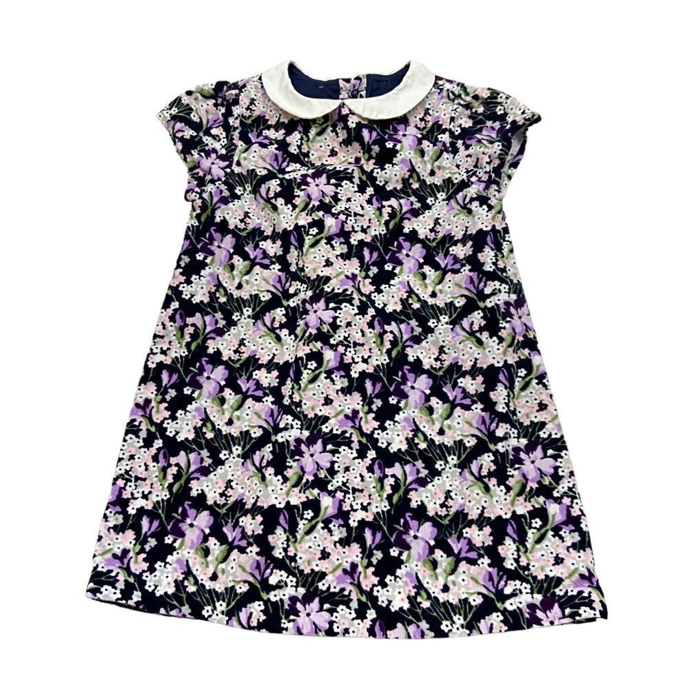 Janie and Jack Floral Collared Corduroy Dress Lined Size 3